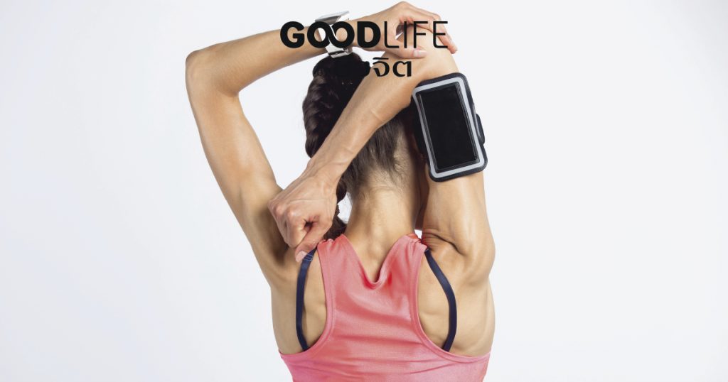Triceps Stretch, ท่ายืดเหยียดกล้ามเนื้อ, บริหารร่างกาย, ออกกำลังกาย, ป้องกันการบาดเจ็บขณะออกกำลังกาย